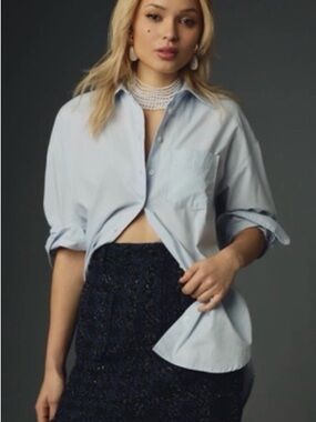 Maeve Light Blue Relaxed Button-Down Shirt